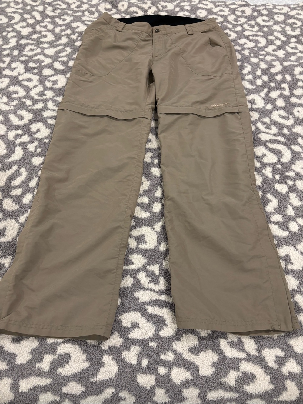 Marmot Women's Hiking Pants Size 10 Convertible Nylon Khaki Zip Off Shorts